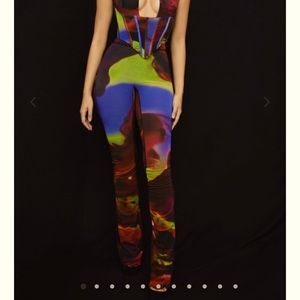 Erin Printed Mesh Trousers. Size M